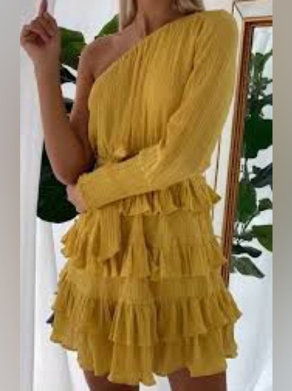 Pink Diamond Medium Yellow Assymetrical Mini Dress